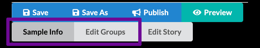 Sample Info and Edit Groups modes for Curated stories